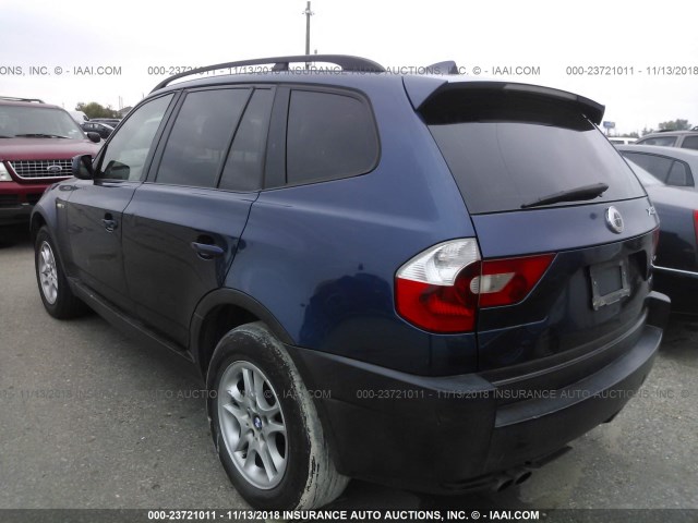 WBXPA73414WC37818 - 2004 BMW X3 2.5I BLUE photo 3