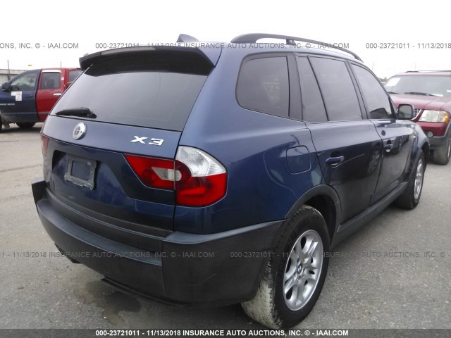 WBXPA73414WC37818 - 2004 BMW X3 2.5I BLUE photo 4