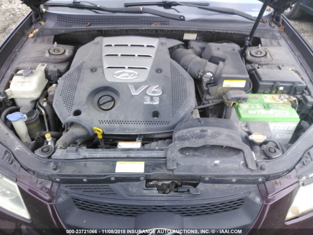 5NPEU46F56H088018 - 2006 HYUNDAI SONATA GLS/LX PURPLE photo 10