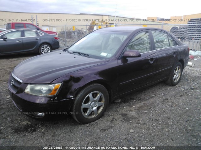 5NPEU46F56H088018 - 2006 HYUNDAI SONATA GLS/LX PURPLE photo 2