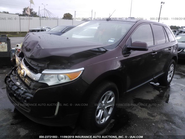 2FMDK3JC5CBA66919 - 2012 FORD EDGE SEL MAROON photo 2