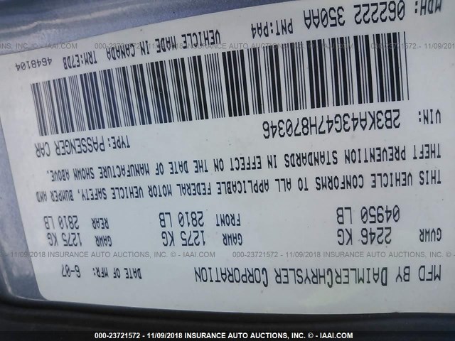 2B3KA43G47H870346 - 2007 DODGE CHARGER SE/SXT GRAY photo 9