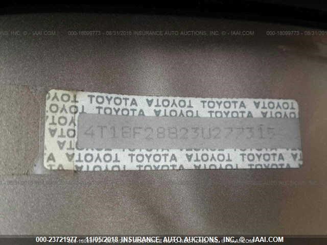 4T1BF28B23U277315 - 2003 TOYOTA AVALON XL/XLS TAN photo 9