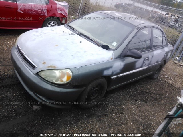 KNADC123716067292 - 2001 KIA RIO GREEN photo 2