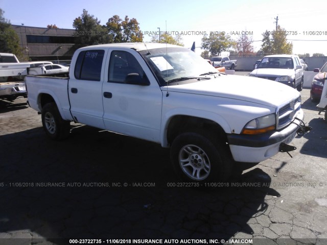 1D7HG38K84S720958 - 2004 DODGE DAKOTA QUAD SPORT WHITE photo 1