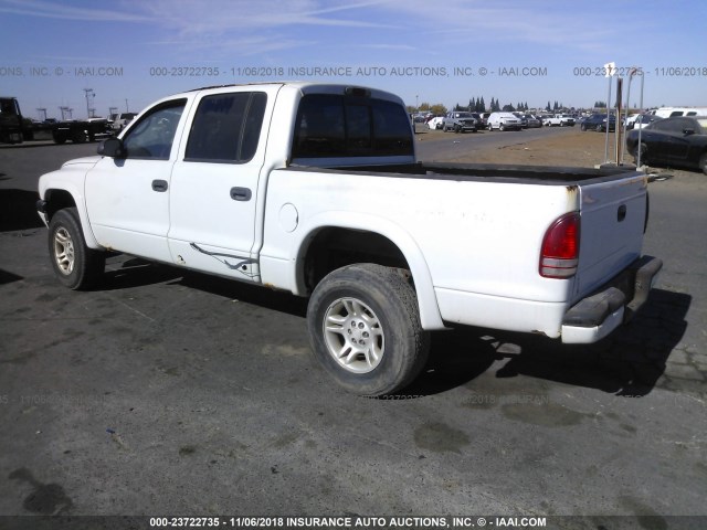 1D7HG38K84S720958 - 2004 DODGE DAKOTA QUAD SPORT WHITE photo 3