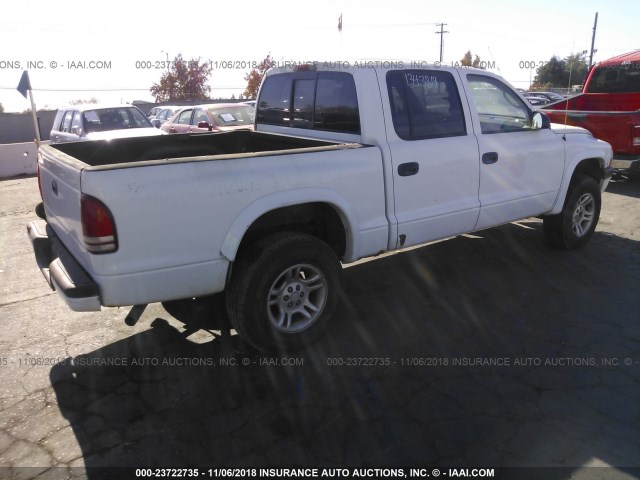 1D7HG38K84S720958 - 2004 DODGE DAKOTA QUAD SPORT WHITE photo 4