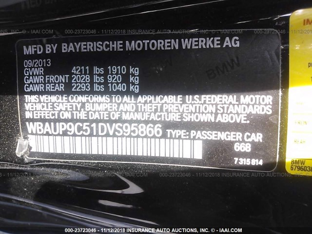 WBAUP9C51DVS95866 - 2013 BMW 128 I BLACK photo 9
