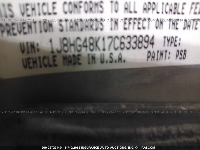 1J8HG48K17C633894 - 2007 JEEP COMMANDER SILVER photo 9