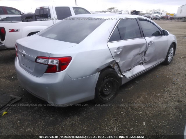 4T4BF1FK4DR283105 - 2013 TOYOTA CAMRY L/SE/LE/XLE SILVER photo 4