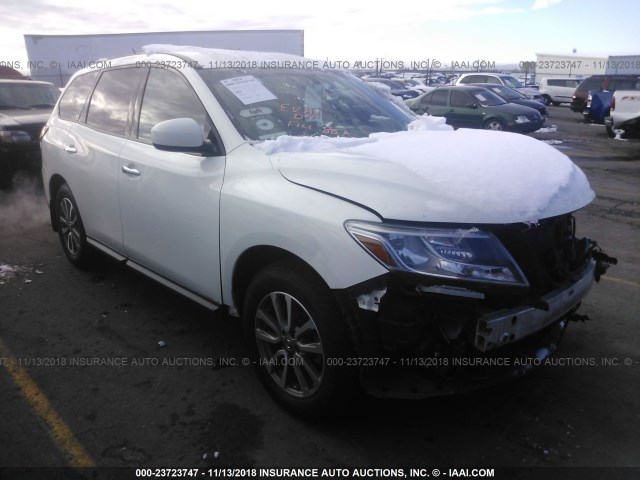 5N1AR2MM0EC688327 - 2014 NISSAN PATHFINDER S/SV/SL/PLATINUM WHITE photo 1