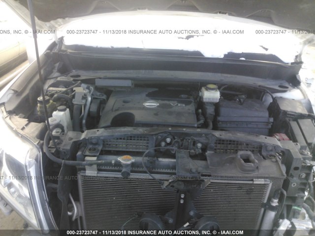 5N1AR2MM0EC688327 - 2014 NISSAN PATHFINDER S/SV/SL/PLATINUM WHITE photo 10