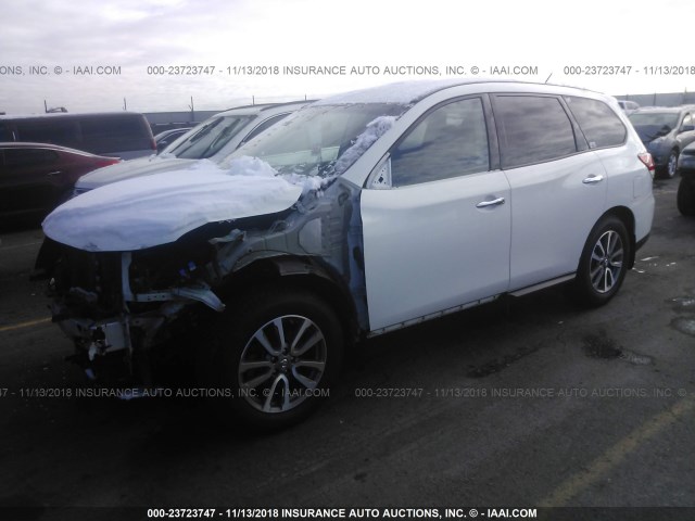 5N1AR2MM0EC688327 - 2014 NISSAN PATHFINDER S/SV/SL/PLATINUM WHITE photo 2