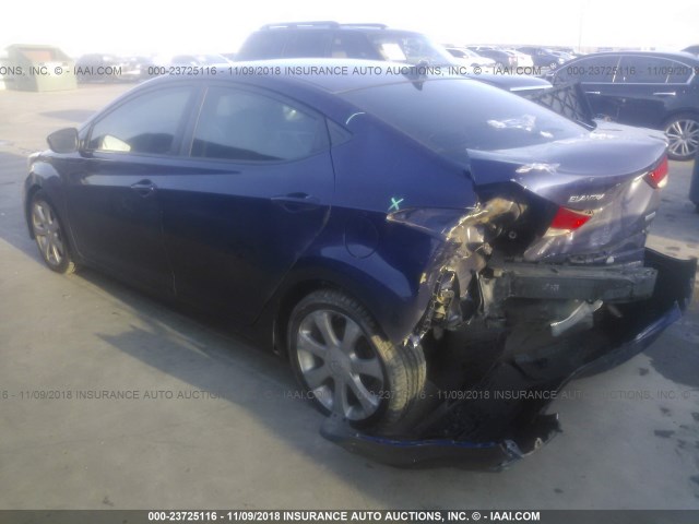 5NPDH4AE4DH285984 - 2013 HYUNDAI ELANTRA GLS/LIMITED BLUE photo 3