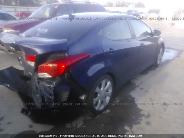 5NPDH4AE4DH285984 - 2013 HYUNDAI ELANTRA GLS/LIMITED BLUE photo 4