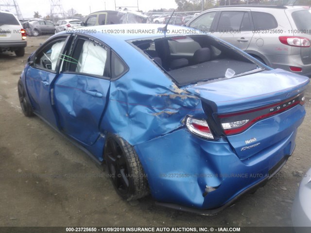 1C3CDFBB6FD378025 - 2015 DODGE DART SXT BLUE photo 3