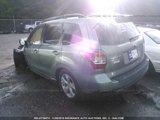 JF2SJAHC4FH477083 - 2015 SUBARU FORESTER 2.5I LIMITED GREEN photo 3