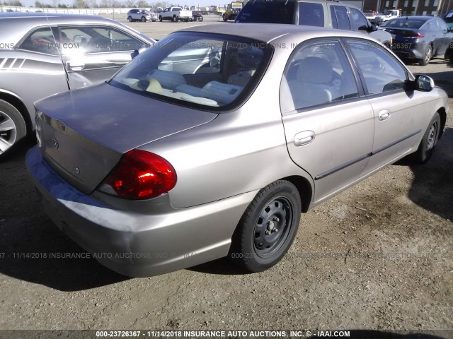 KNAFB121035262153 - 2003 KIA SPECTRA LS GOLD photo 4