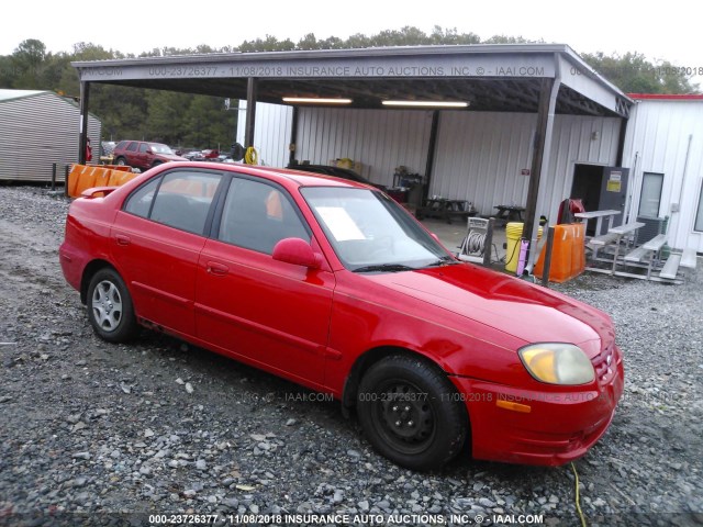 KMHCG45C75U644092 - 2005 HYUNDAI ACCENT GL RED photo 1