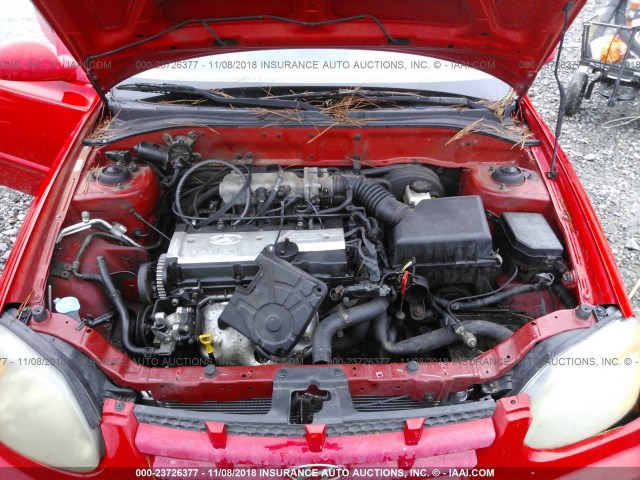 KMHCG45C75U644092 - 2005 HYUNDAI ACCENT GL RED photo 10