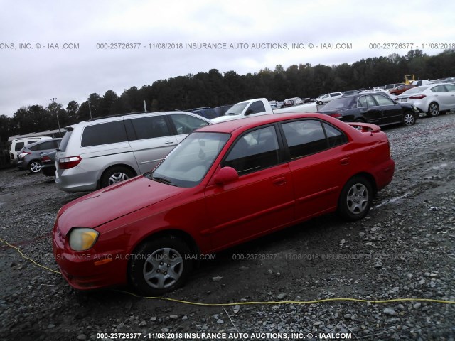 KMHCG45C75U644092 - 2005 HYUNDAI ACCENT GL RED photo 2