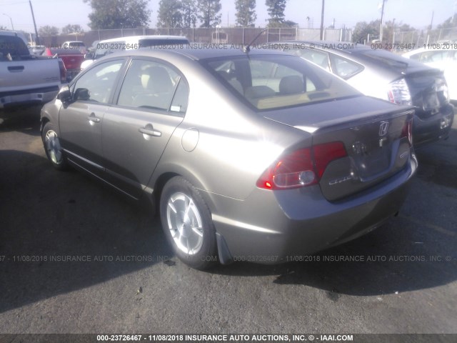 JHMFA36227S013976 - 2007 HONDA CIVIC HYBRID GOLD photo 3