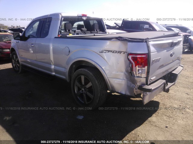 1FTEX1CP6GFB98428 - 2016 FORD F150 SUPER CAB SILVER photo 3