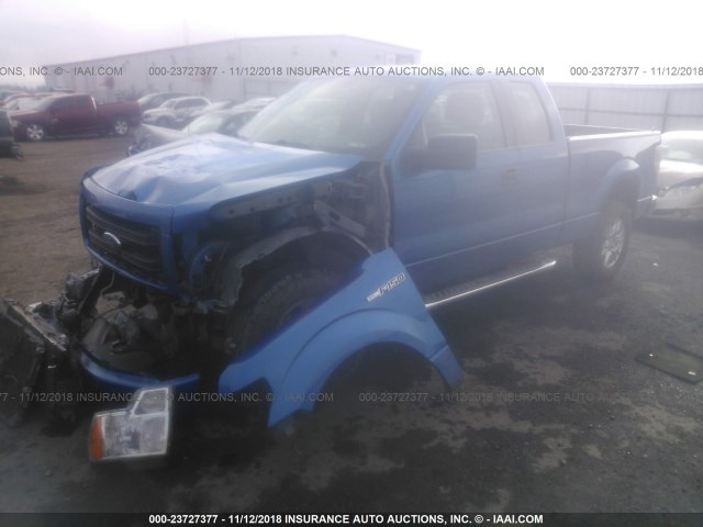 1FTFX1EF0DFD69937 - 2013 FORD F150 SUPER CAB BLUE photo 2