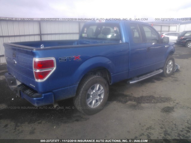 1FTFX1EF0DFD69937 - 2013 FORD F150 SUPER CAB BLUE photo 4