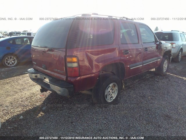 1GNEK13Z94J134559 - 2004 CHEVROLET TAHOE K1500 MAROON photo 4