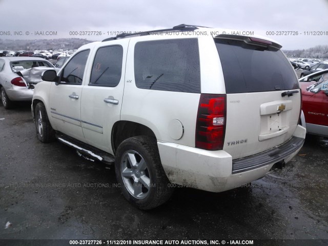 1GNSKCE0XDR226973 - 2013 CHEVROLET TAHOE K1500 LTZ WHITE photo 3