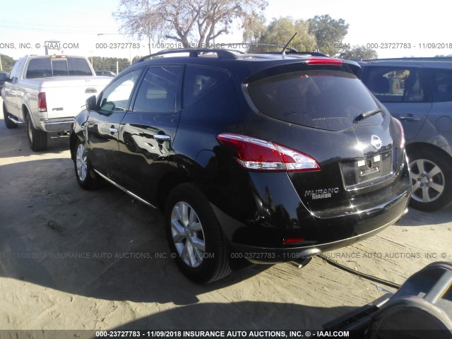 JN8AZ1MU6CW118296 - 2012 NISSAN MURANO S/SL/LE BLACK photo 3