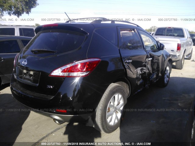 JN8AZ1MU6CW118296 - 2012 NISSAN MURANO S/SL/LE BLACK photo 4