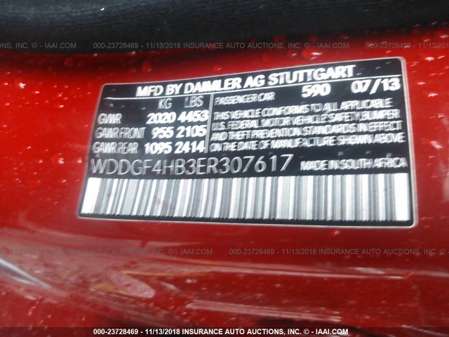 WDDGF4HB3ER307617 - 2014 MERCEDES-BENZ C 250 RED photo 9