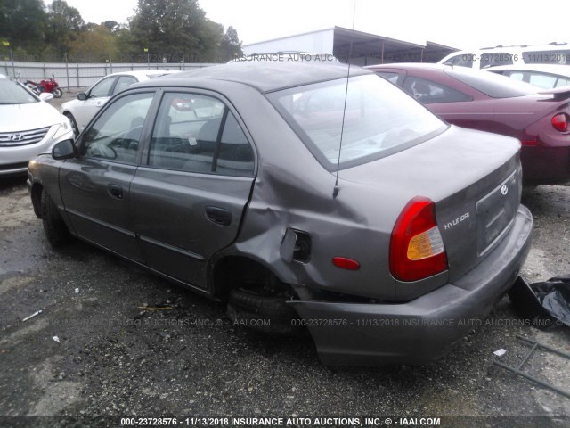 KMHCG45C11U256964 - 2001 HYUNDAI ACCENT GL GRAY photo 3