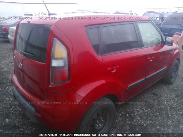 KNDJT2A28B7294796 - 2011 KIA SOUL +/!/SPORT RED photo 4