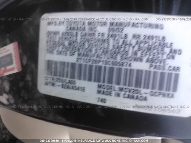 2T1CF28P13C605874 - 2003 TOYOTA CAMRY SOLARA SE/SLE შავი ფოტო 9