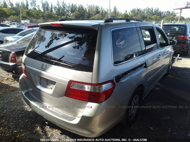 5FNRL38625B055258 - 2005 HONDA ODYSSEY EXL GRAY photo 4