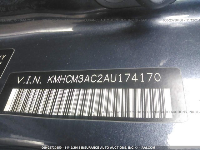 KMHCM3AC2AU174170 - 2010 HYUNDAI Accent BLUE/GS GRAY photo 9