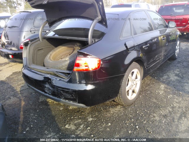 WAULF78KX9N011286 - 2009 AUDI A4 2.0T QUATTRO BLACK photo 4