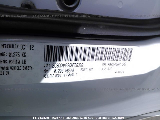 2C3CCAAG8DH556326 - 2013 CHRYSLER 300 WHITE photo 9