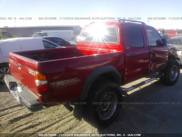 5TEGN92N43Z163199 - 2003 TOYOTA TACOMA DOUBLE CAB PRERUNNER RED photo 4