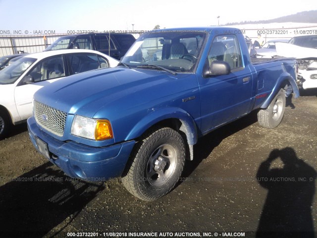 1FTYR11U02PA26057 - 2002 FORD RANGER BLUE photo 2