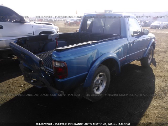 1FTYR11U02PA26057 - 2002 FORD RANGER BLUE photo 4