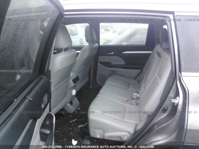 5TDJKRFHXFS133774 - 2015 TOYOTA HIGHLANDER XLE GRAY photo 8