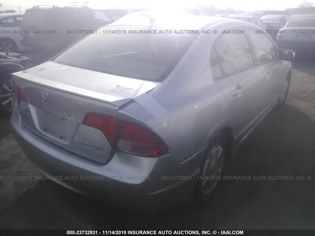 JHMFA36226S025916 - 2006 HONDA CIVIC HYBRID SILVER photo 4