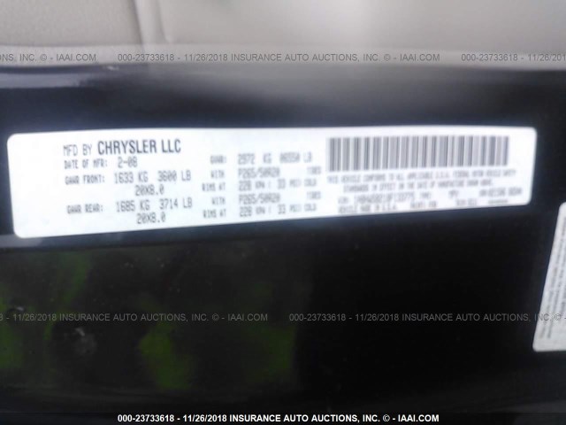 1A8HW58218F133775 - 2008 CHRYSLER ASPEN BLACK photo 9