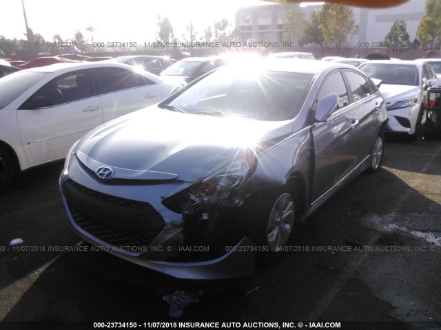 KMHEC4A47FA137814 - 2015 HYUNDAI SONATA HYBRID/LIMITED SILVER photo 2