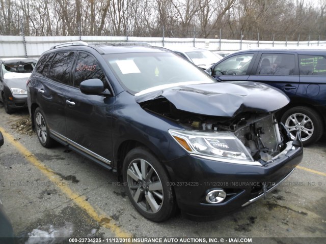 5N1AR2MM7EC721968 - 2014 NISSAN PATHFINDER S/SV/SL/PLATINUM Dark Blue photo 1