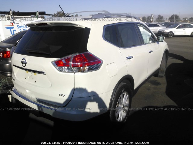 KNMAT2MT2GP625206 - 2016 NISSAN ROGUE S/SL/SV WHITE photo 4